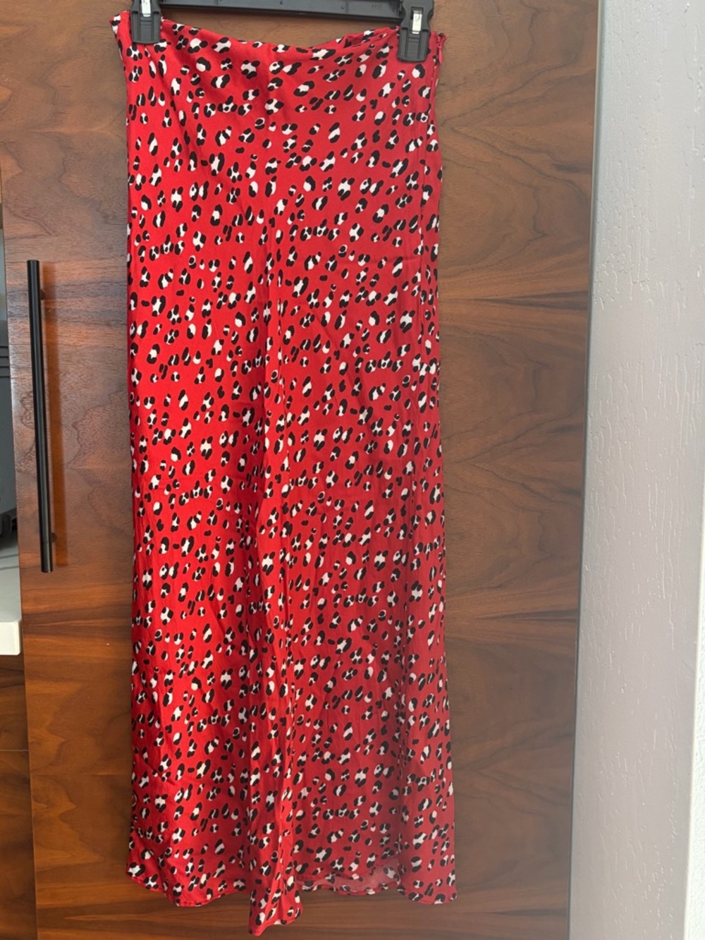 Urban Outfitters Red Leopard Print Satin Maxi Skirt